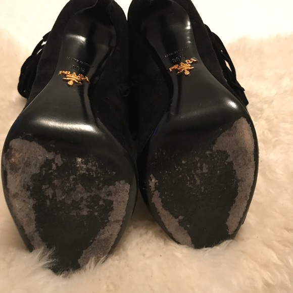 Prada Black Suede Fringe Booties - Picture 5 of 8